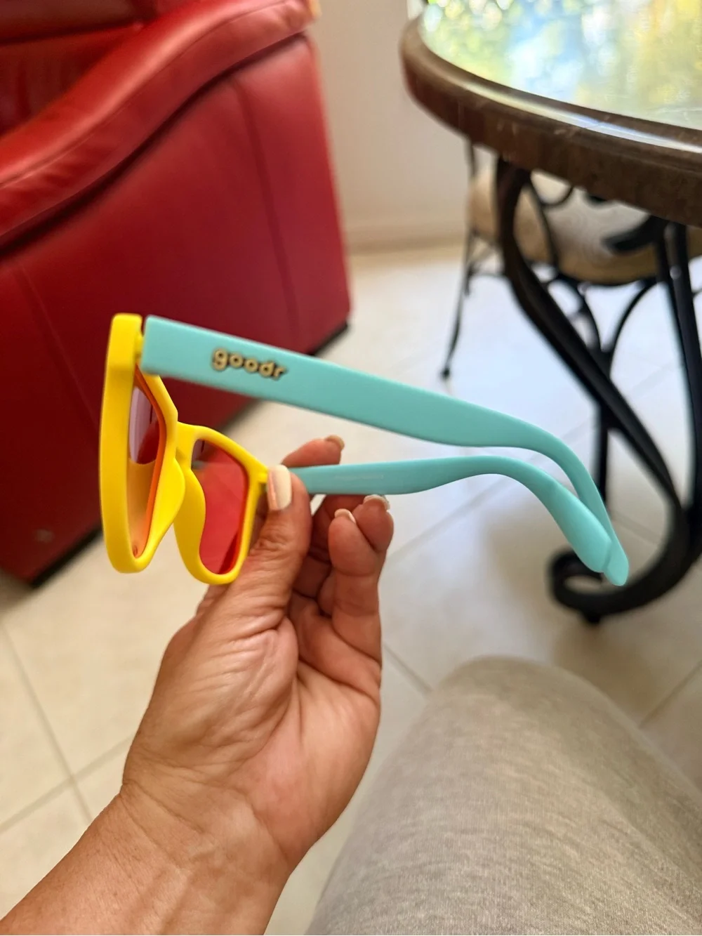 Goodr Pineapple Painkillers Yellow Sunglasses with Red Lenses